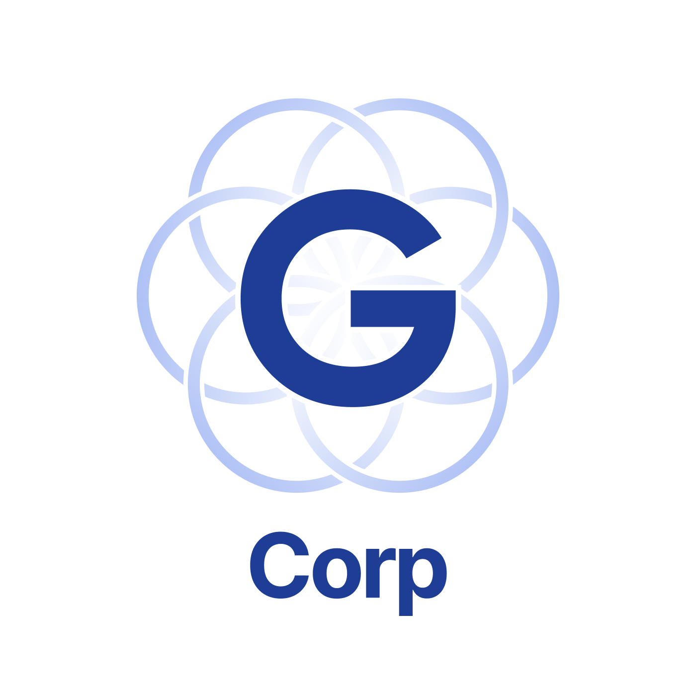 G Corp Logo - Interconnected circles with G in center